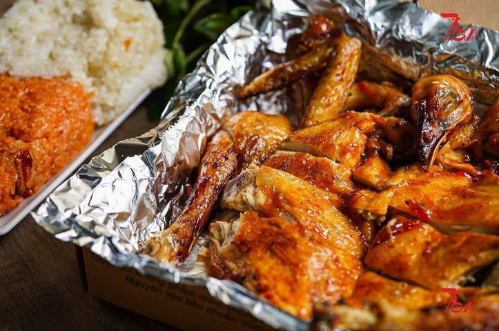 Grilled chicken in foil