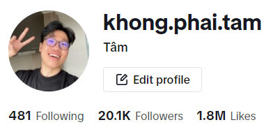 @khong.phai.tam profile — 20.1K followers, 1.8M likes
